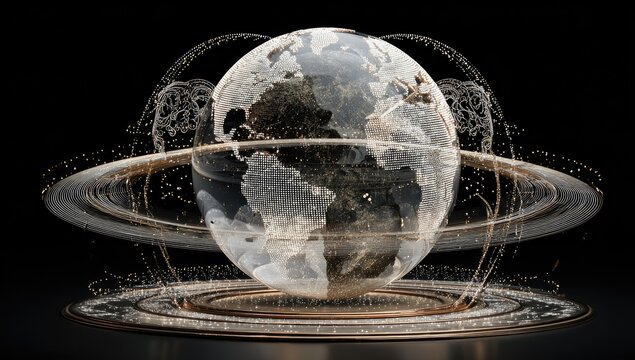 A globe in a digital aura