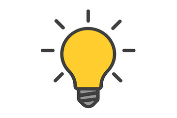 Light bulb icon. Idea, solution, innovation, thinking, creativity concept. Simple flat vector illustration. Symbol of inspiration, energy, electricity. Isolated graphic element.