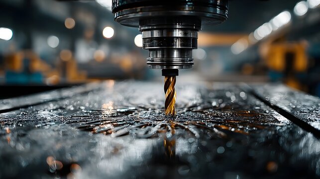 CNC-Maschine mit Bohrer bei der pr&auml;zisen Metallbearbeitung &ndash; Industrie im Fokus
