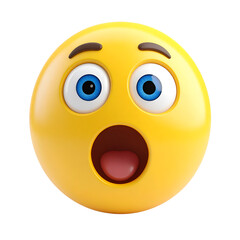 Fototapeta premium Surprised Emoji: Capturing the essence of surprise, a vibrant yellow emoji with wide, expressive eyes and an open mouth, conveying astonishment or shock. 