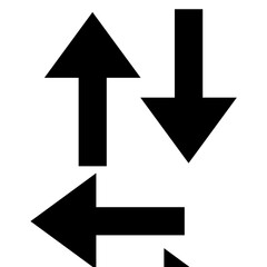 Flat Black Arrow Icons – Up, Down, Left Direction on White Background