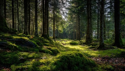 Sunlight filtering through a dense forest (1)
