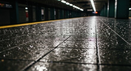 Wet subway platform