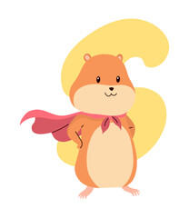 Cartoon hamster. Fluffy domestic pet, funny rodent. Happy home rodent animal. Vector illustration isolated on white background