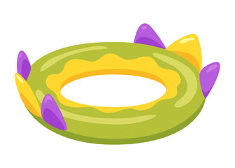 Inflatable swim pool ring. Colorful floater element for beach, swimming pool lifebuoy and life saver equipment. Inflatable rubber toy, cartoon vector illustration