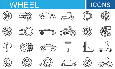 Transportation and Wheel Icons for Digital Branding and Graphic Use