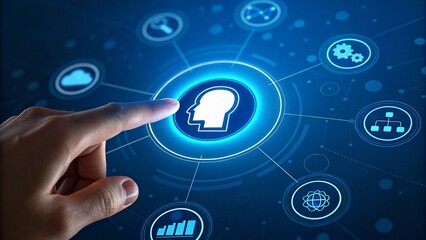 Human head icon interface interaction technology digital