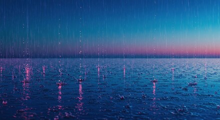 Rain on water, twilight