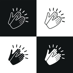Black and White Clapping Hands Silhouette Icon - Symbol of Appreciation, Support, and Encouragement