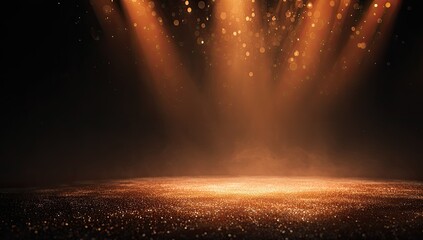 Golden spotlight on a dusty floor