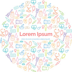 Background or pattern with Medical theme. With doodle style. For layout, website, graphic design.