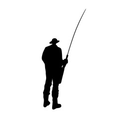 Naklejka premium man with fishing rod