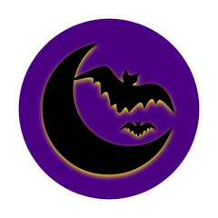 a bat icon on the purple circle, halloween 