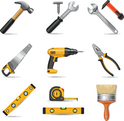 Construction and DIY Tool Icons Set
