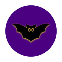 a bat icon on the purple circle, halloween 