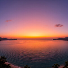 Obraz premium Sunset Bay with Warm Sky and Clean Foreground