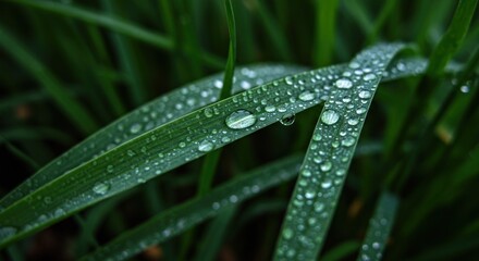 Dew-kissed grass blades