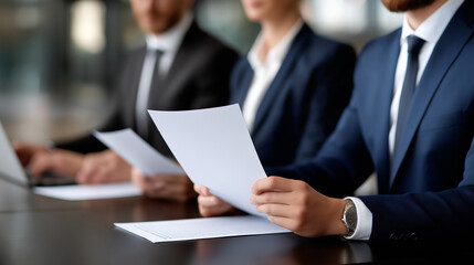 Inclusive Recruiting Team Reviewing Resumes in Professional Setting