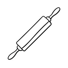 Clean line style rolling pin with natural wooden handles illustration