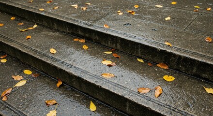 Wet autumn stairs