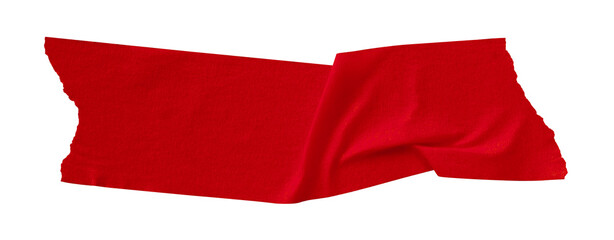 Obraz premium red crumpled torn tape isolated on transparent background