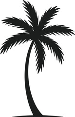 Obraz premium Curved Palm Tree Silhouette – Minimal Tropical Vector Art