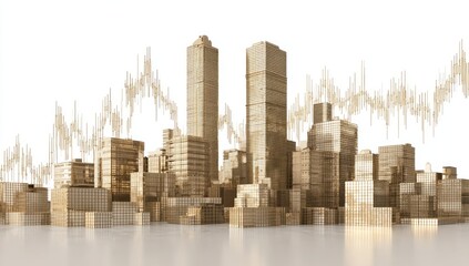 Obraz premium Golden city with financial data