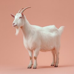 Fototapeta premium White goat against a peach background (1)