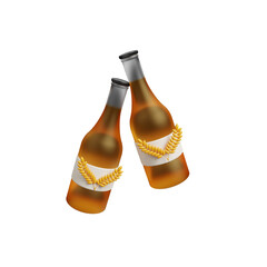 International beer day icon isolated on transparent background, background beer day party happy toast birthday pub group icon festival concept. Label poster or greeting flyer card design. 3d rendering