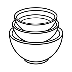 Outline graphic of nested mixing bowls in various sizes