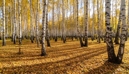 Birch forest, bright autumn