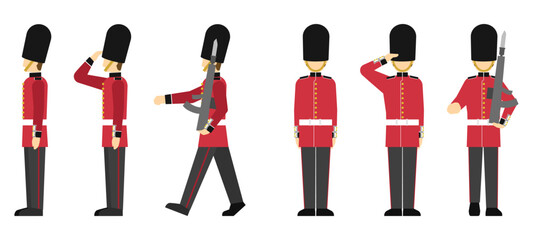 フラットイラスト：イギリス近衛兵