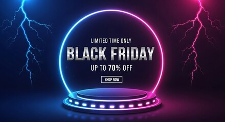 Black Friday Sale Neon Circle Design for Epic Savings