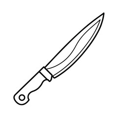 Sharp paring knife with curved blade outline graphic for advertising and banners