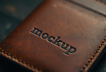 Close-up view of a leather goods mockup.