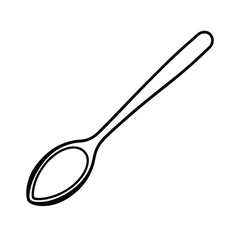 Minimalist linear style single metal spoon vector graphic design