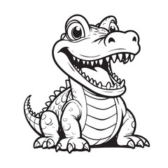Cartoon Crocodile with Wide Open Mouth.