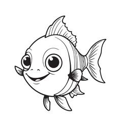 Cute Cartoon Fish with Big Eyes and a Smile.