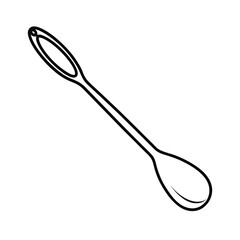 Minimalist linear style single metal spoon illustration on white background