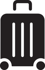 Simple Black Vector Suitcase Icon: Travel trolly Sign Symbol, Minimalist Design