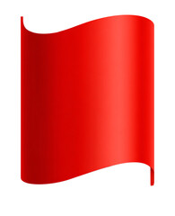 Illustration of a red fabric banner waving gently isolated on white isolated on transparent background