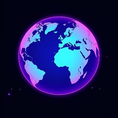 A bright image of Earth from space, glowing against a purple and blue background. Earth, space, and color create a stunning cosmic display. Earth and space in a harmonious backdrop.