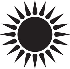 Bold Black Sun Vector Icon: Simple, Minimalist Sign Symbol for Design Projects