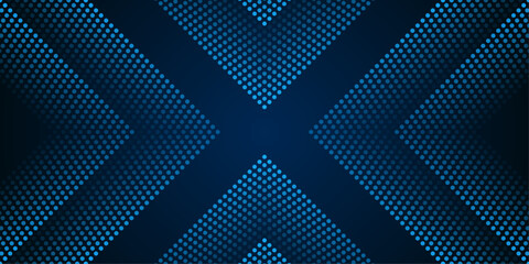 Abstract modern blue gradient arrow dot particles isolated on dark background. Modern green gradient halftone pattern. Suit for poster, banner, brochure, cover, presentation, web. Vector illustration	