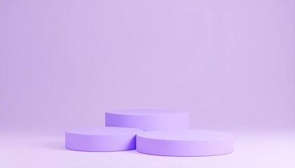 Empty cylinder podium on minimal background. Abstract minimal scene with geometrical forms. Design for product presentation. 3D rendering.