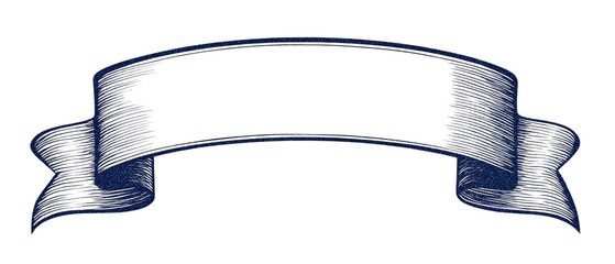 Illustration of engraved white ribbon banner isolated on transparent background