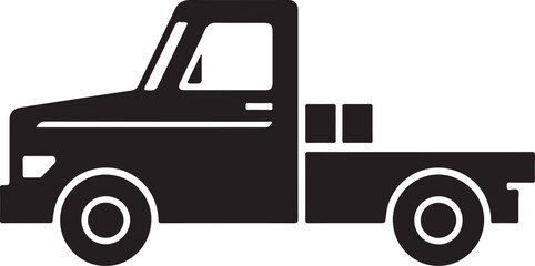 Simple Black Vector Icon: Flatbed Truck Sign Symbol for Delivery Service