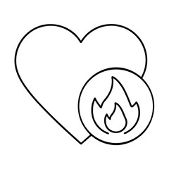 Heart with Flame Icon Representing Calories Burned Fitness and Health Concept