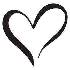 Hand drawn love symbol heart symbol, for romantic trendy doodle art for decoration element in a glyph pictogram
