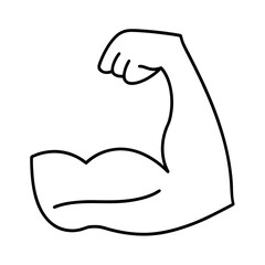 Flexed Bicep Outline Icon Muscle Strength Fitness and Bodybuilding Design Element